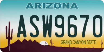 AZ license plate ASW9670