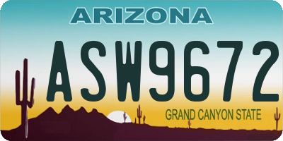 AZ license plate ASW9672