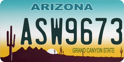 AZ license plate ASW9673