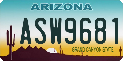 AZ license plate ASW9681
