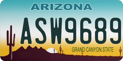 AZ license plate ASW9689