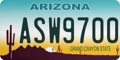 AZ license plate ASW9700