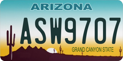 AZ license plate ASW9707
