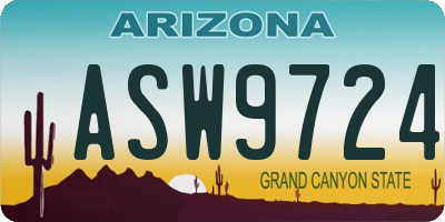 AZ license plate ASW9724