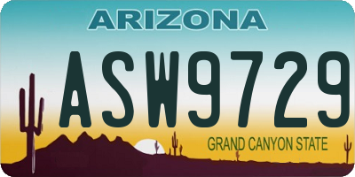 AZ license plate ASW9729