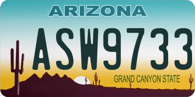 AZ license plate ASW9733