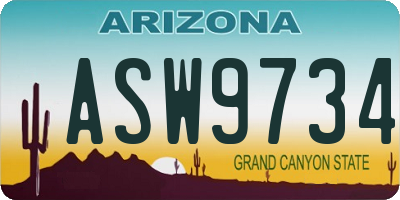 AZ license plate ASW9734