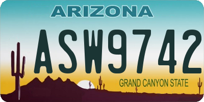 AZ license plate ASW9742