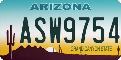 AZ license plate ASW9754