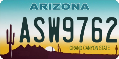 AZ license plate ASW9762