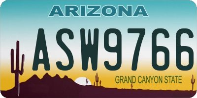 AZ license plate ASW9766