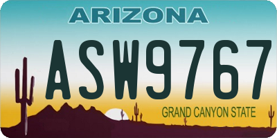 AZ license plate ASW9767