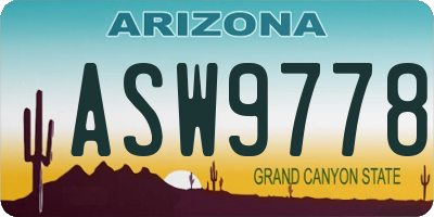 AZ license plate ASW9778