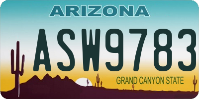 AZ license plate ASW9783
