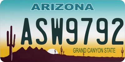 AZ license plate ASW9792