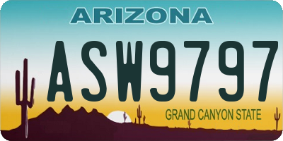 AZ license plate ASW9797