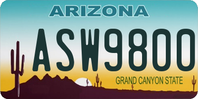 AZ license plate ASW9800