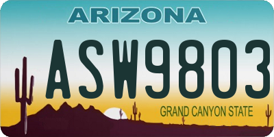 AZ license plate ASW9803
