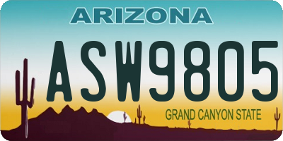 AZ license plate ASW9805