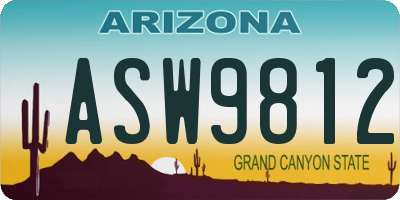AZ license plate ASW9812