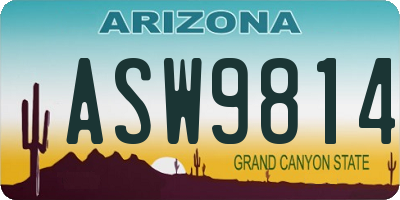 AZ license plate ASW9814