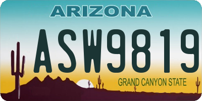 AZ license plate ASW9819