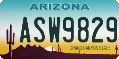 AZ license plate ASW9829