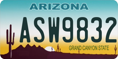 AZ license plate ASW9832