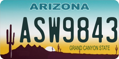 AZ license plate ASW9843