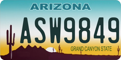 AZ license plate ASW9849