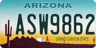 AZ license plate ASW9862