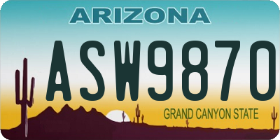 AZ license plate ASW9870