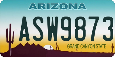 AZ license plate ASW9873