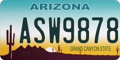 AZ license plate ASW9878