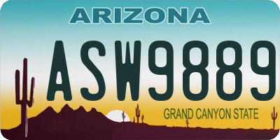 AZ license plate ASW9889