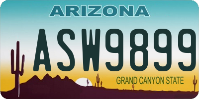 AZ license plate ASW9899