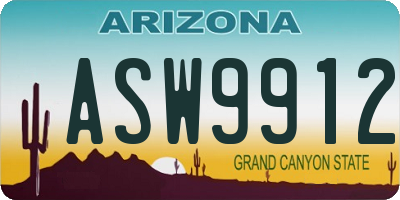 AZ license plate ASW9912