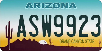 AZ license plate ASW9923