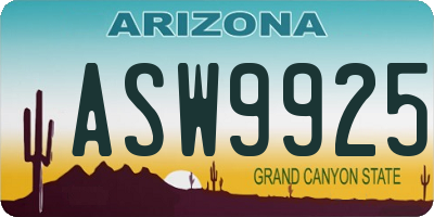 AZ license plate ASW9925