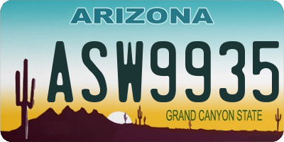AZ license plate ASW9935