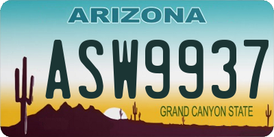 AZ license plate ASW9937