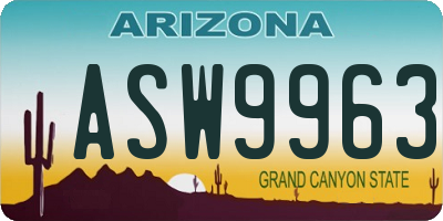 AZ license plate ASW9963