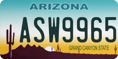 AZ license plate ASW9965