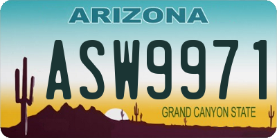 AZ license plate ASW9971