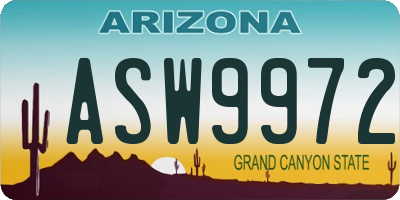 AZ license plate ASW9972