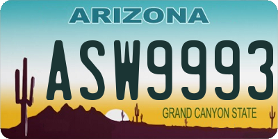 AZ license plate ASW9993