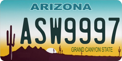AZ license plate ASW9997