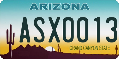 AZ license plate ASX0013