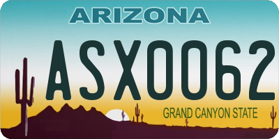 AZ license plate ASX0062