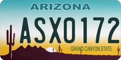 AZ license plate ASX0172